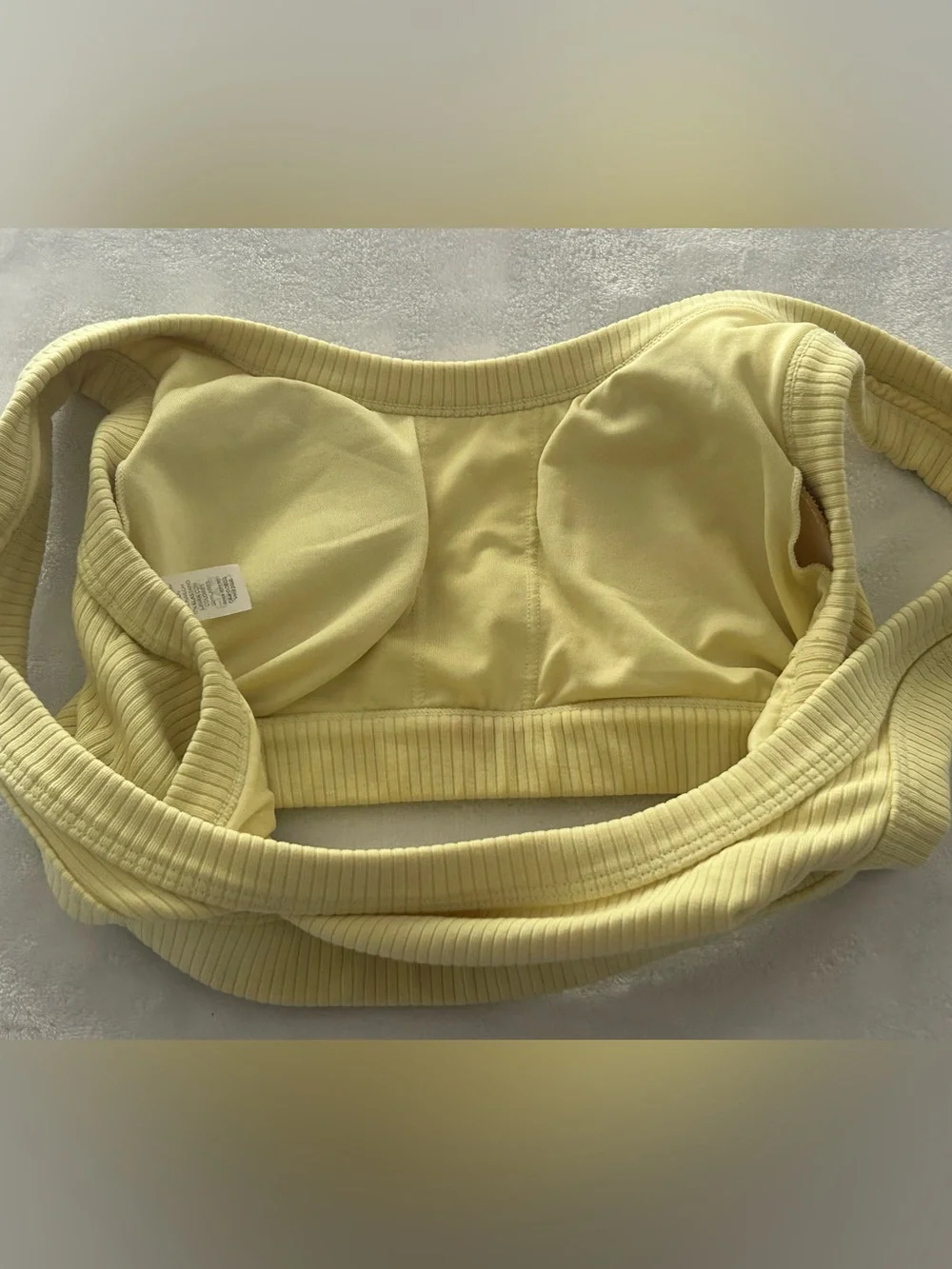 Alo Yoga Wellness Sports Padded Bra Buttercup Yellow Ribbed Women’s Size Small
